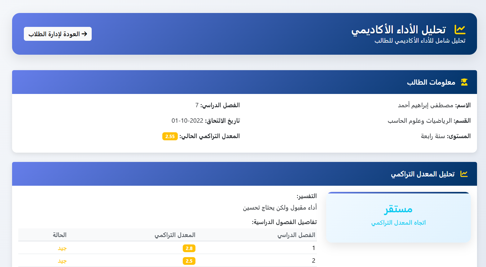 A student affairs management system Student Interface